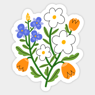 Pansy, daisy and tulip flower composition Sticker